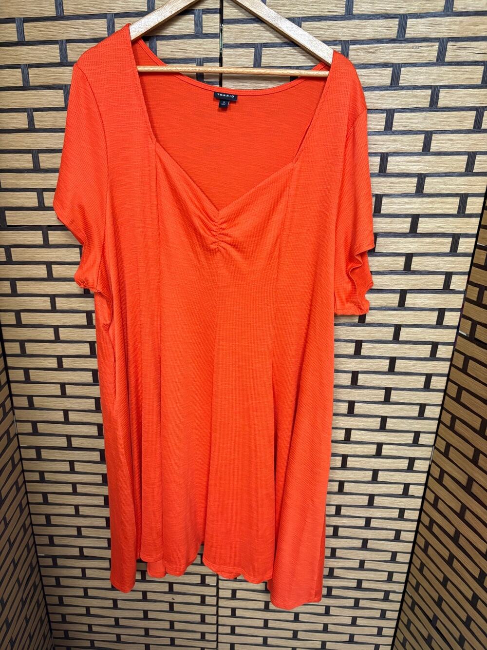 Torrid Orange Ribbed Short Sleeve Dress Size 5X